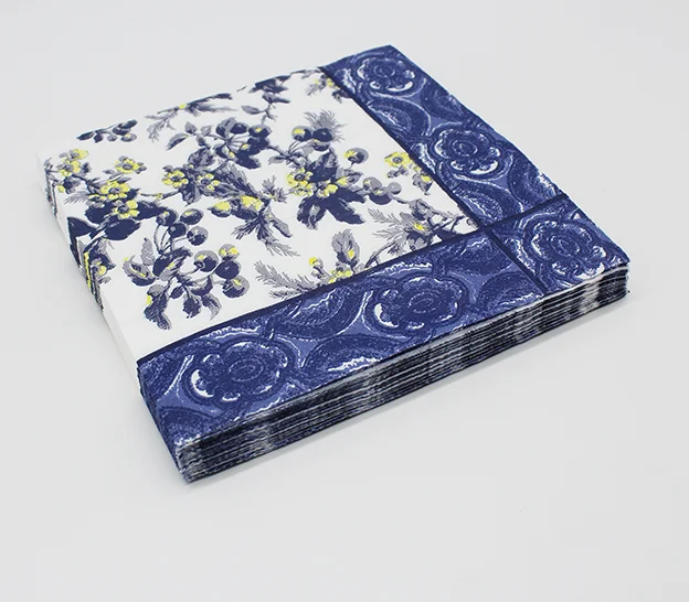 Wholesale vintage flower printed tissue paper napkin serviettes for dinner