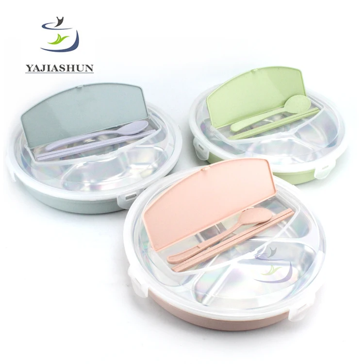Compartments Dinner Plate Stainless Steel Food Divider Tray Plastic Divided Dinner Plate Dish With Kitchenware
