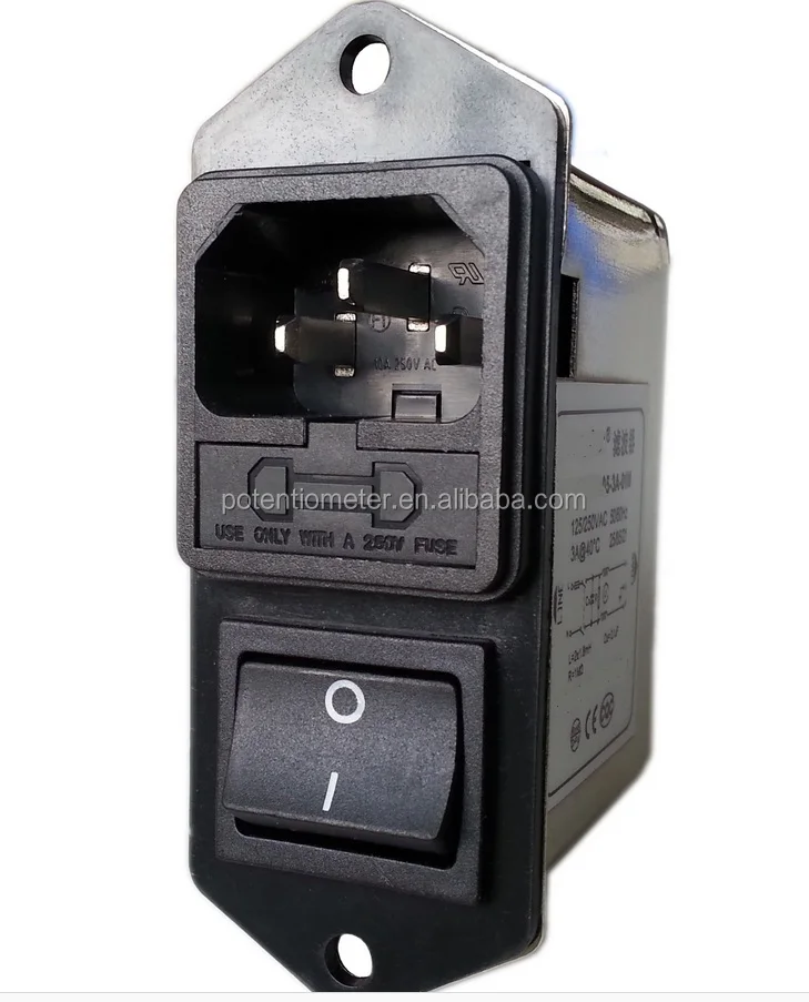 EMI noise filter with spare fuse with switch