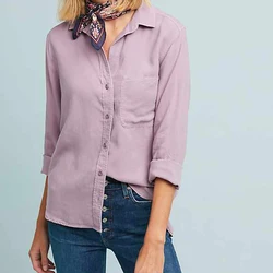 Female shirt blouse custom high quality latest design korean light pink blouse