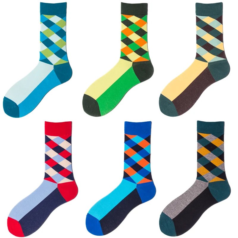 H- 017 ( Free Samples Stock Wholesale ) adults happy design colorful cotton crew dress socks wholesale man sock