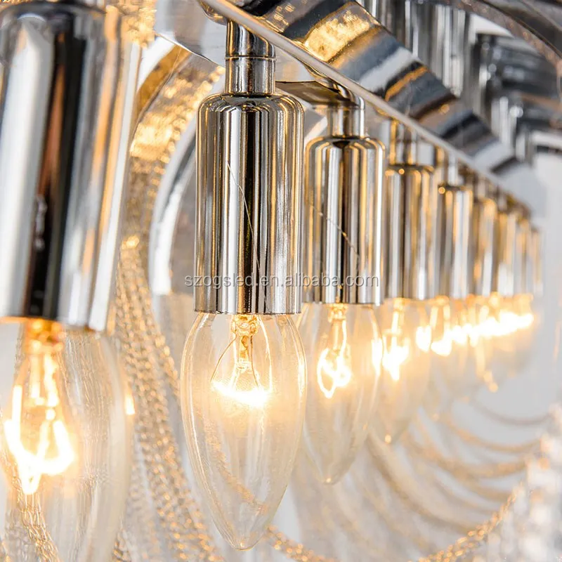 Hot sell large simple waterfall shape aluminum chain tassel pendant light chandelier