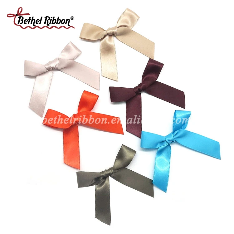 2018 popular wholesale small satin bows/make satin ribbon bow/pre-made ribbon bow