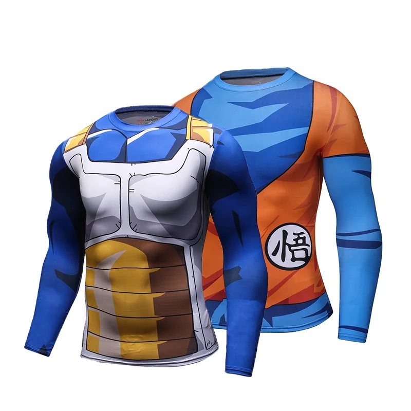 Japanese Anime Cosplay Costume Son Goku Vegeta Shirts Mens Sublimation Workout Clothing