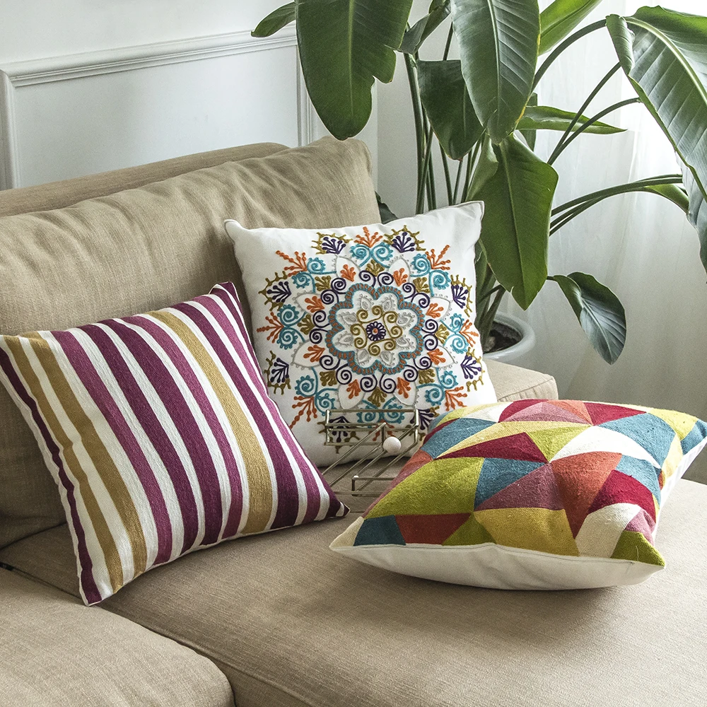 Monad 3d Abstract Anime Painting Craft Embroidery Custom Throw Indian Canvas Adult Body Pillows Covers for Living Room