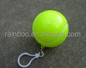 Plastic tennis ball shape disposable rain poncho with logo printing for promotional gift