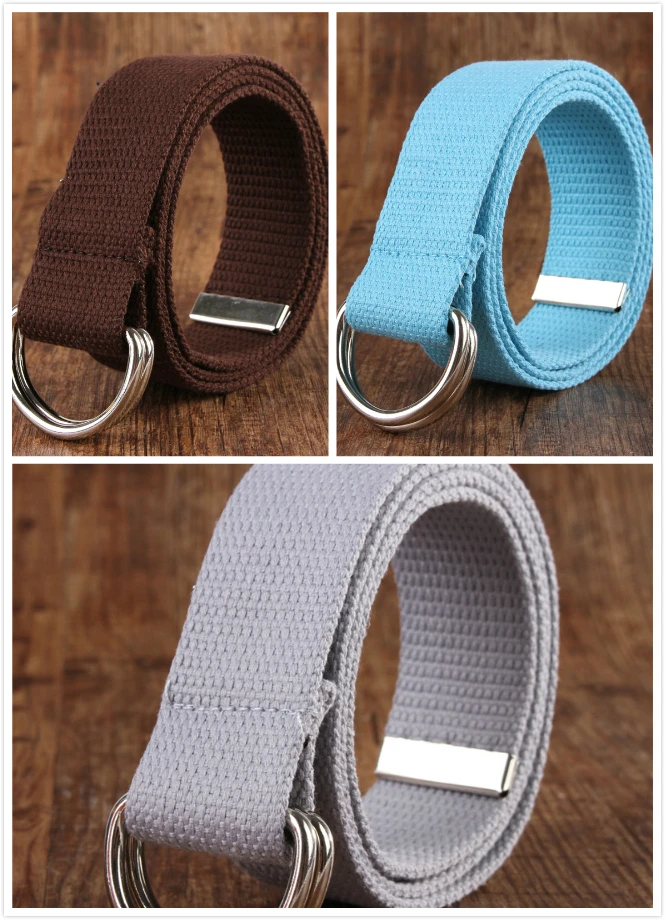 Double D-Ring Buckle Canvas Webbing Fabric Belt
