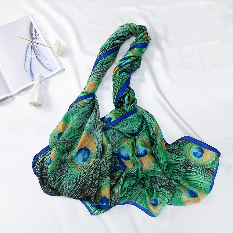 
New Summer Silk Scarf, New Silk Satin Sunscreen Shawl, Beach Scarf 180*90 cm Long Scarf Factory Direct Sale 