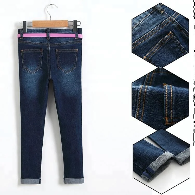 
Slim fit adjustable waist kids denim jeans for girls 