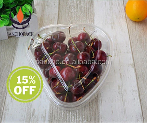 heart shaped pet plastic 1 lb clamshell fruit container
