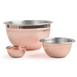 Big capacity stainless steel salad bowl set with copper or painting