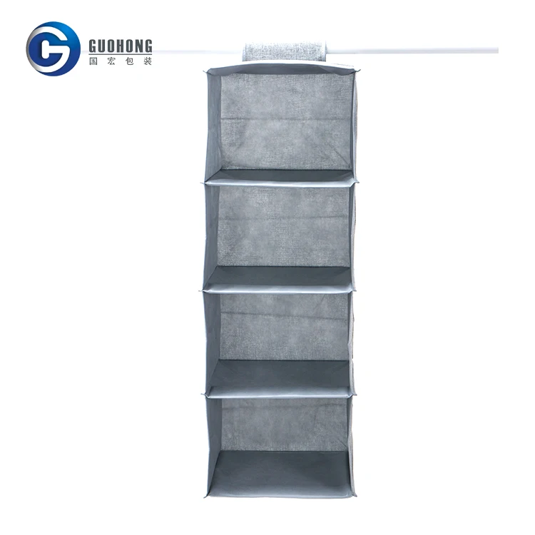 
Eco-friendly Multipurpose 4 Shelves Grey Fabric Hanging Closet Storage Organizer For Clothes 