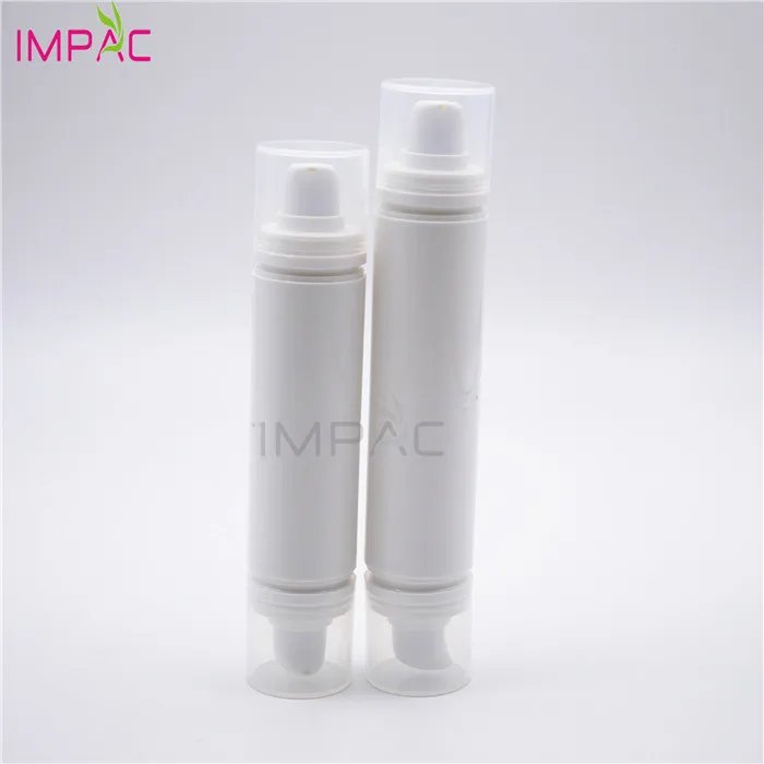 travel pocket airless white cylinder dual chamber dispenser bottle for skin care gel