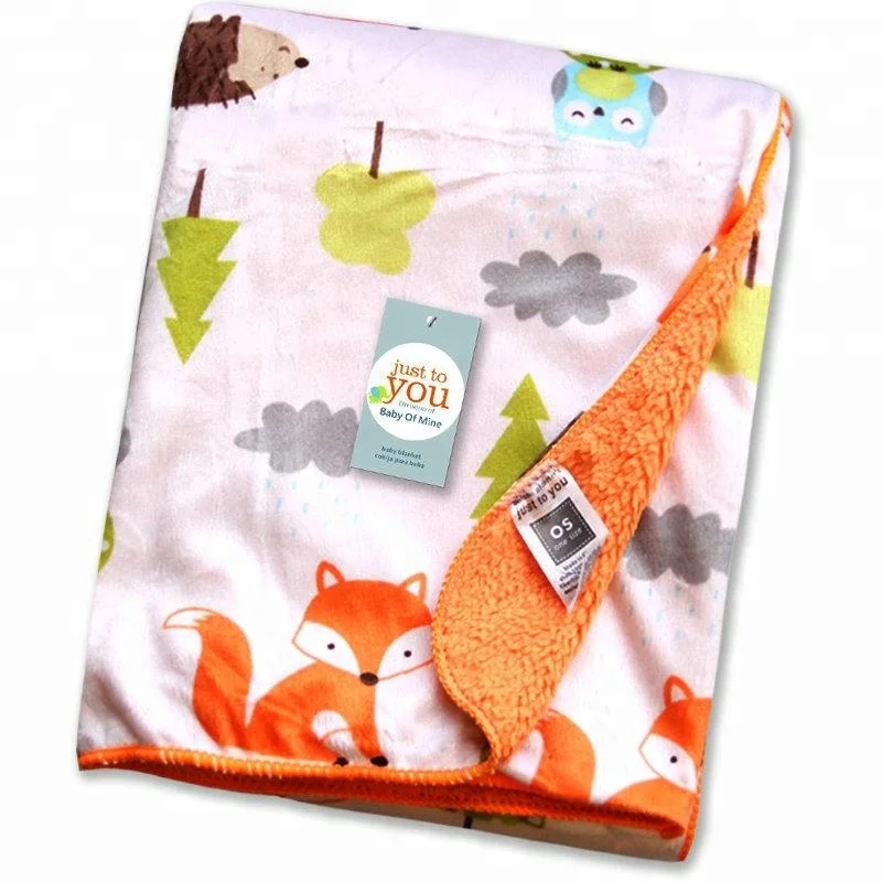 
Wholesale Kids Carton Printed Plush Fleece baby animal Blanket 