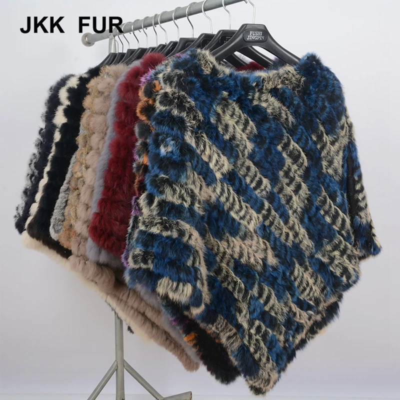 10 Colors Lady Fur Poncho Real Rabbit Fur Shawl Women New Fashion Cape