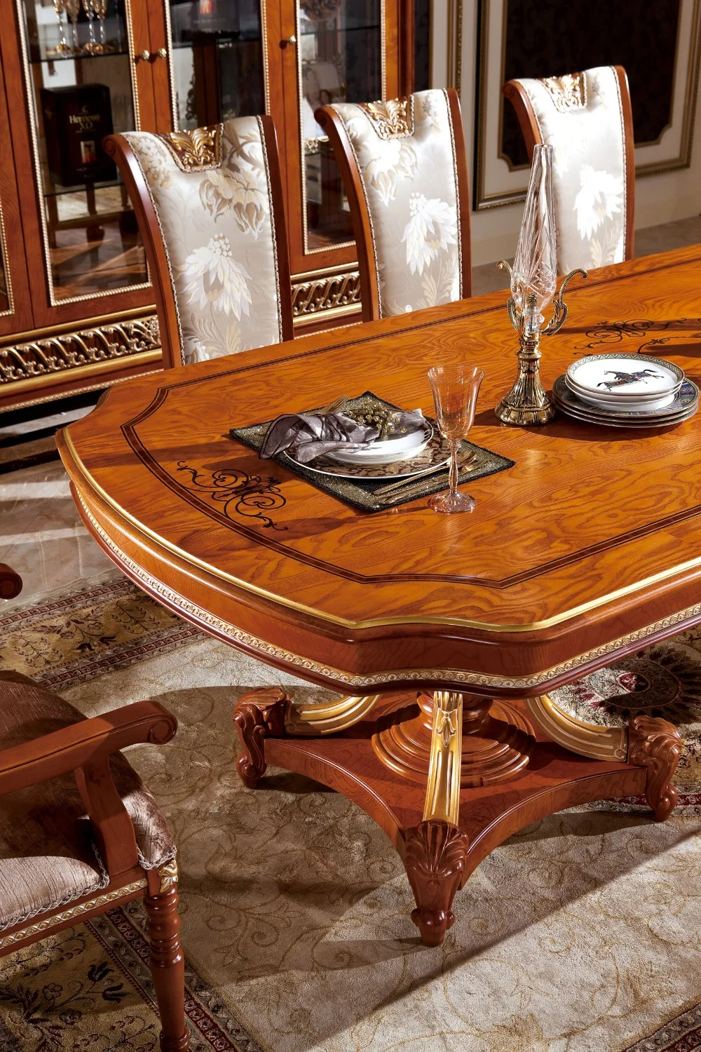 0062 European luxury wooden furniture design oval extendable dining table