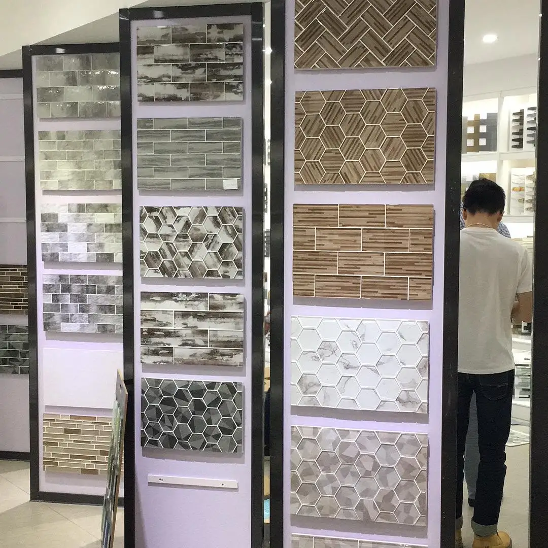 shower grey backsplash mini subway tile color mix inkjeted printing glass brick pattern mosaic for wall tiles