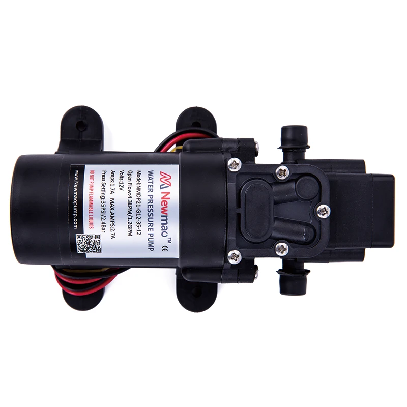 Newmao 21 Series Diaphragm Water Pump 12V/24V 1.0GPM, 40PSI Electric Standard Positive Displacement 2 Chamber Diaphragm Pump