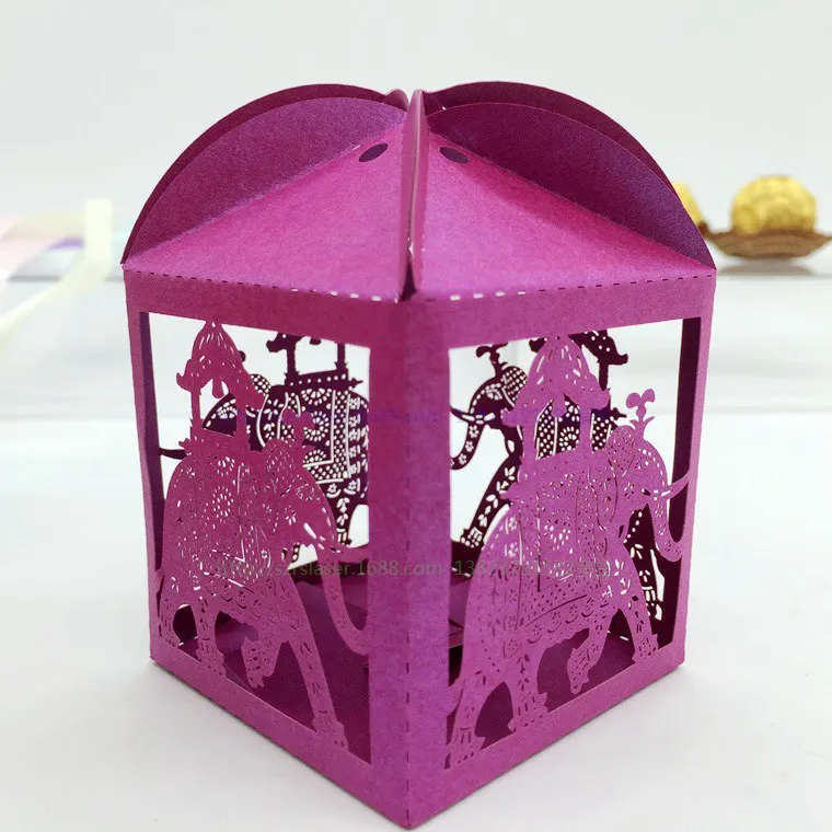 Wholesale factory direct elephant laser cut indian wedding door gift boxes for candies