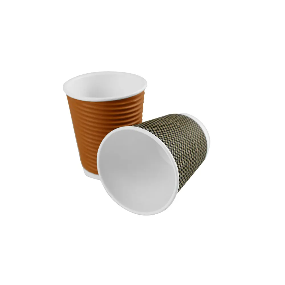 4oz 8oz 12oz 16oz Ripple Wall Paper Coffee Cup Custom Cardboard Cups for Vending Machines