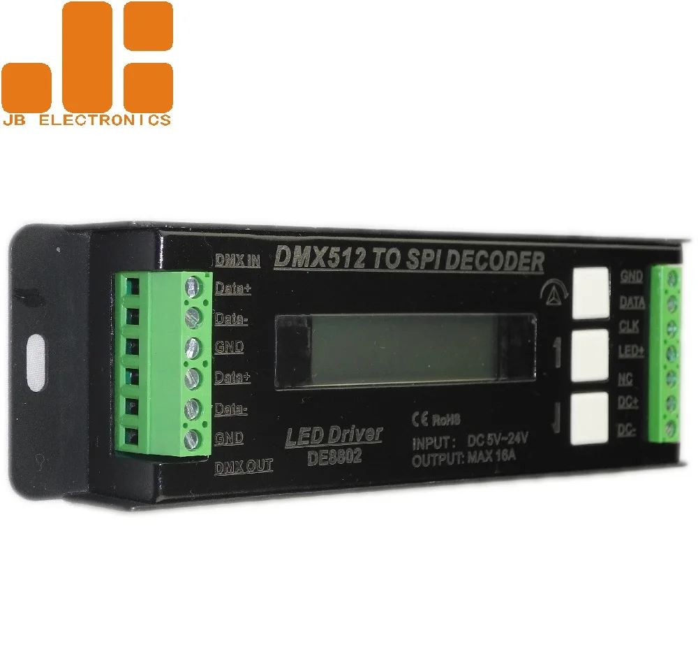 DMX512 Available Standalone 26 Modes 170 Pixel RGB Lighting DE8802 SPI strip controller