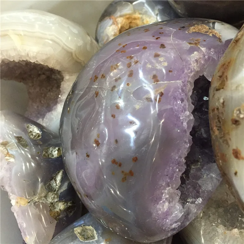 
Brazil Agate Spheres Open Smiling Amethyst Geode For Home Decoration 