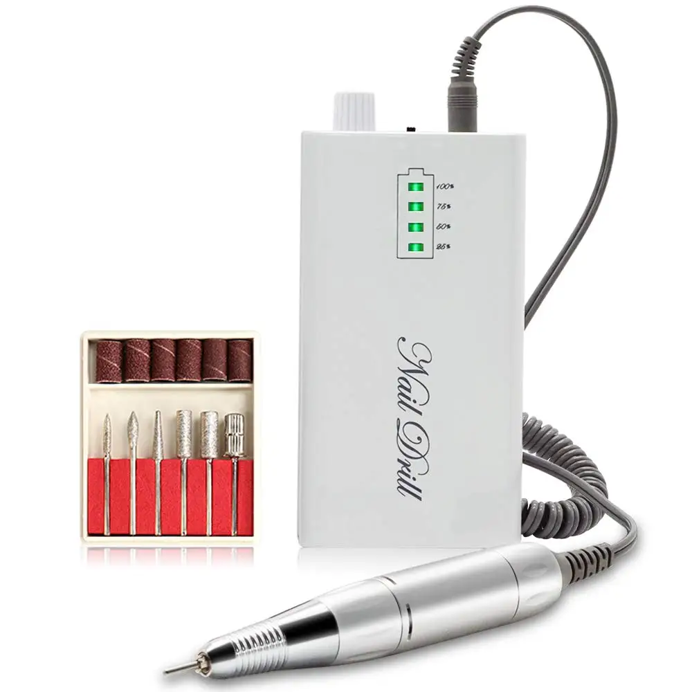 Manicure Pedicure Strong Rechargeable Cordless Portable 30000 RPM Nail Art Drill Machine