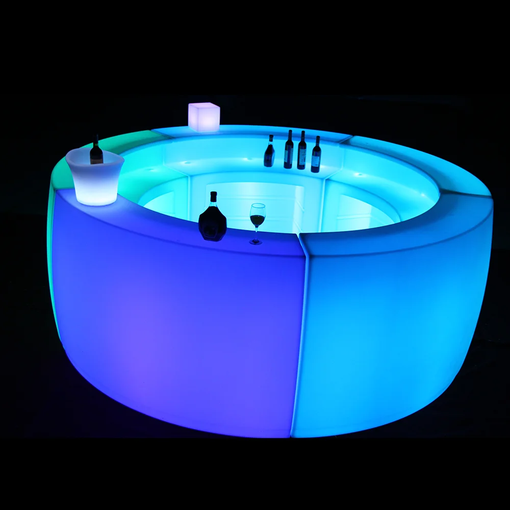 wireless portable rgb color lighting led mobile wine bar counter outdoor plastic cocktail bar furniture set for nightclub party