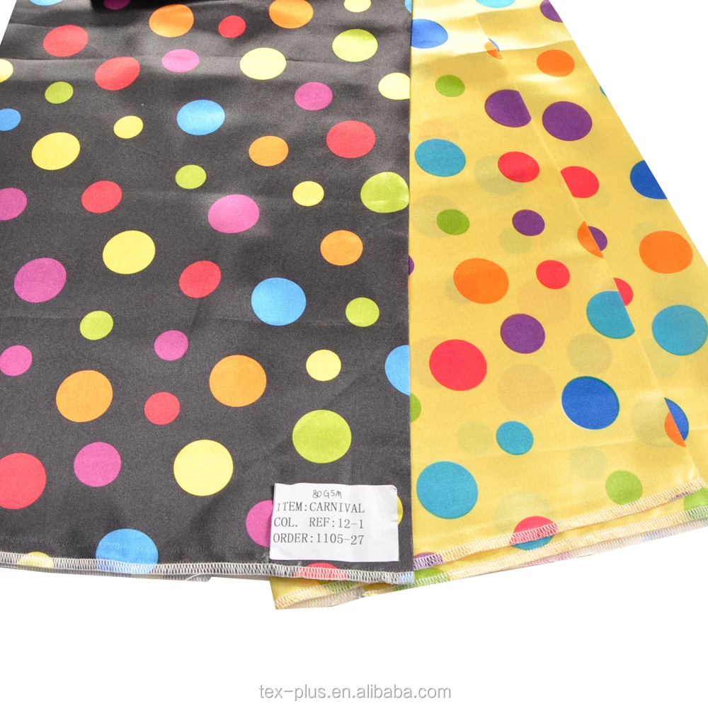 Dots style printed silk satin material fabric for christmas carnival festival decoration