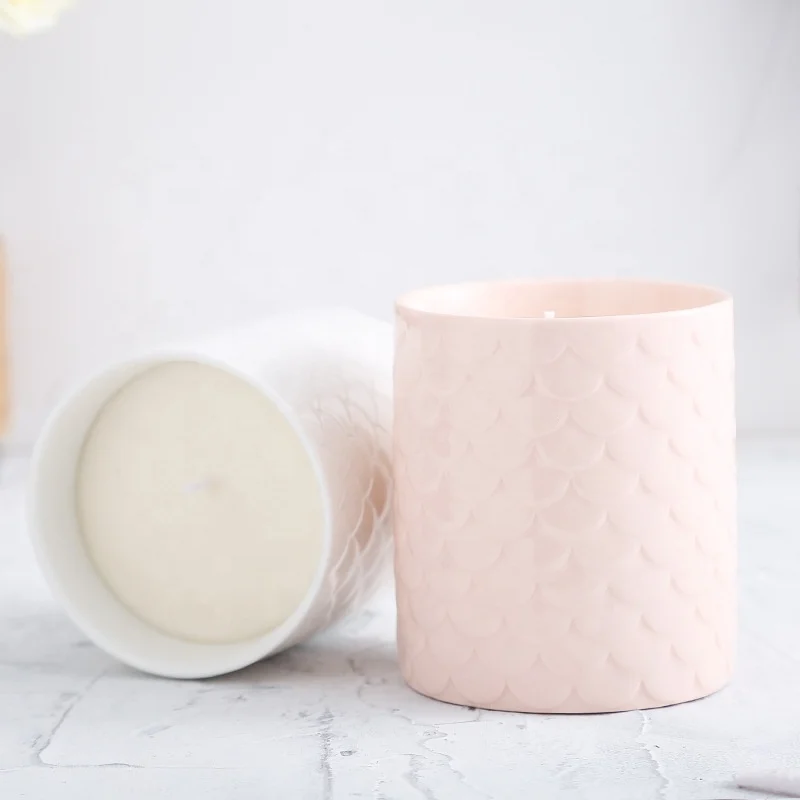 White Candle Vessels Candle Container holder Matt Ceramic Candle Cup Jar  for home decor