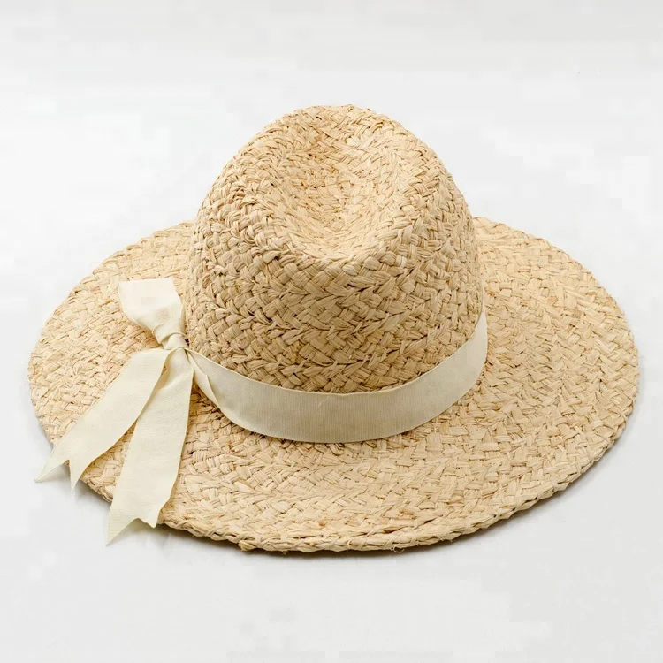 Fashion Women Summer Trendy Raffia Straw Wide Braid Fedora Hat Hand Made Sunshade Hat