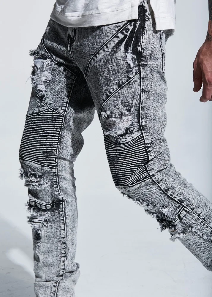 OEM new model in bulk design your own pent style ripped grey acid wash biker funky stylish jeans pants for boys 253