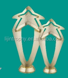 custom souvenir plastic star trophy with gold plating
