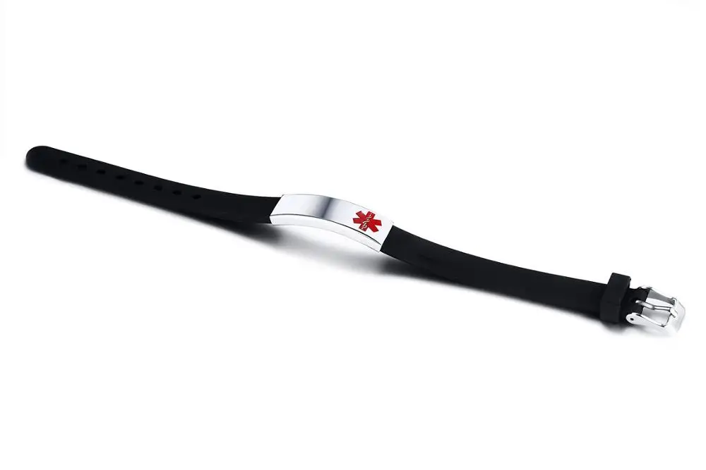 Titanium adjustable silicone logo medical identification bracelet