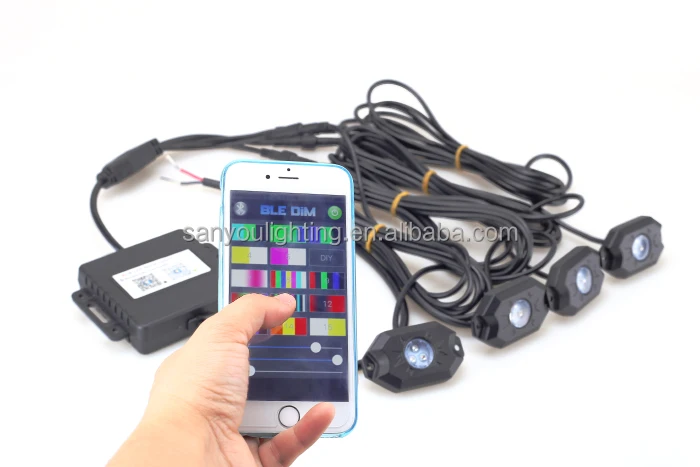 Лидер продаж 4 шт. rgb Освещение rock для jeep APP control 9 Вт внедорожный светодиодный светильник