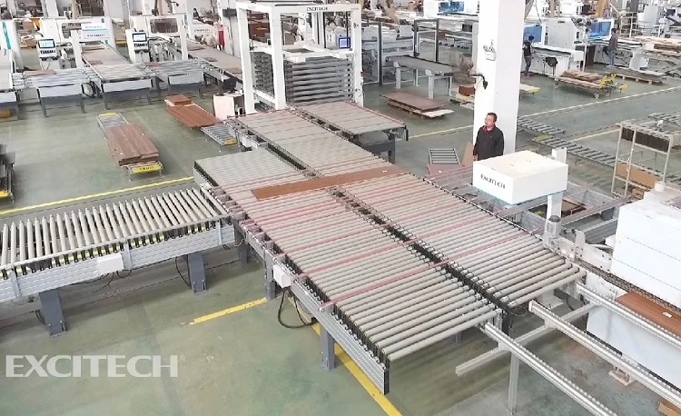 Excitech automated edgebander cell for cabinet furniture woodworking