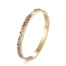 New Design Fashion Gold Plated Enamel  Stainless Steel Bangles For Woman 18 k bracelet custom