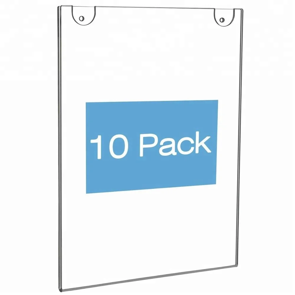 Acrylic Wall Mount Sign Holder Vertical for 8.5 x 11 Inch Paper Clear Advertising Frames