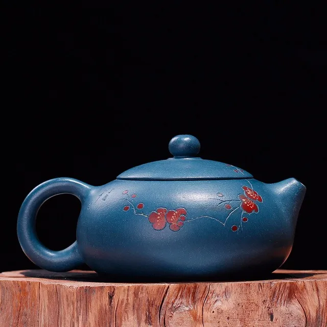 Yixing purple clay tea pot, Zisha Hu with drawing, plum blossom