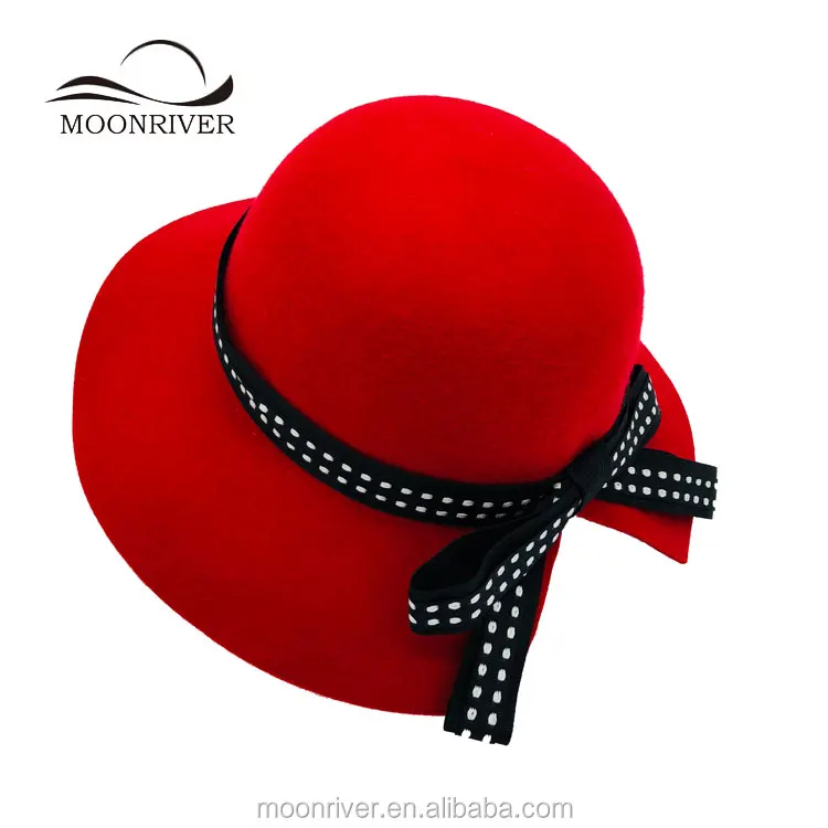 Fashion Women Wool Felt Church Bowler Cloche Wide Brim Hat for Party