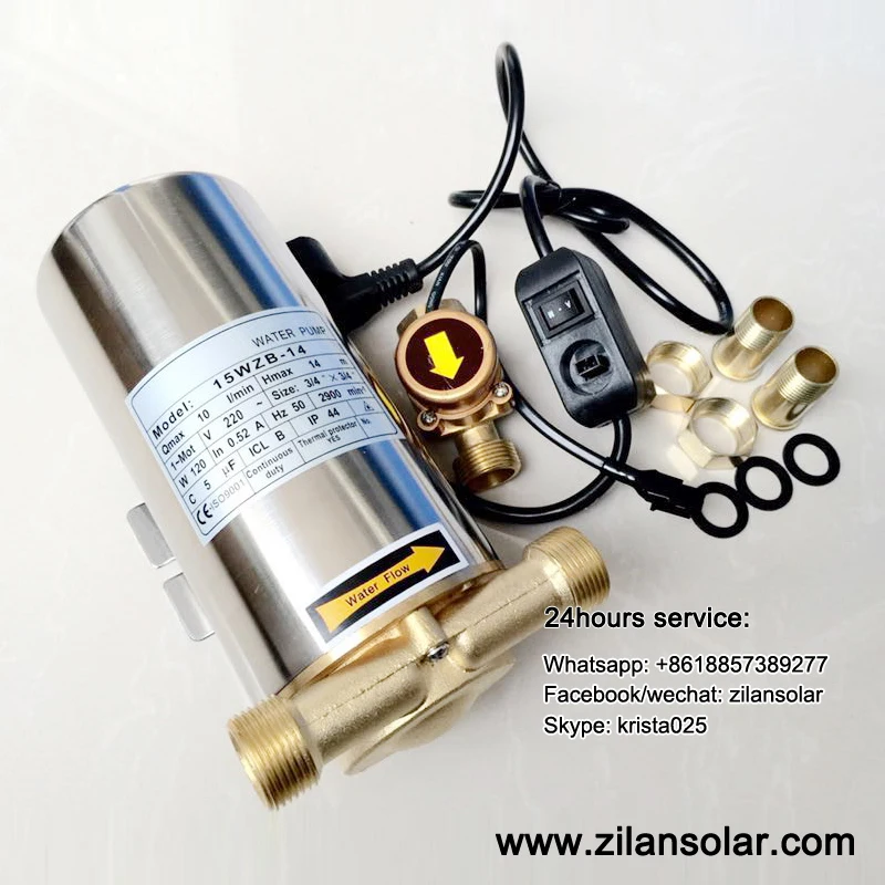 Solar water heater booster pump