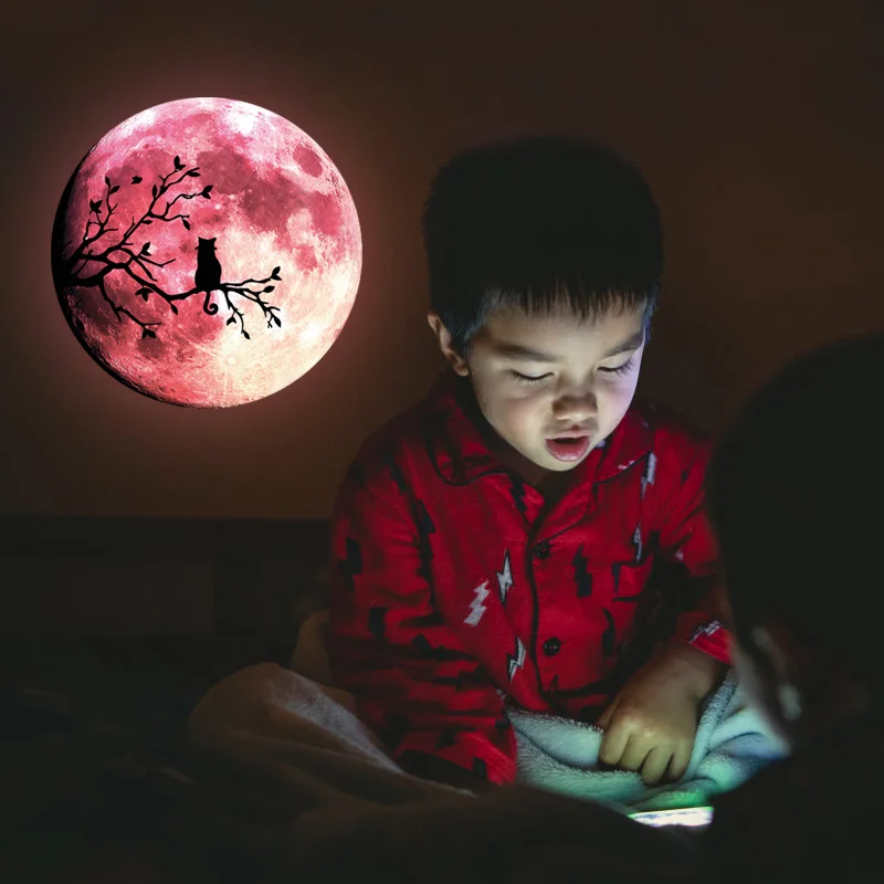 Night Glowing 3D 30CM Moon Vinyl Wallpaper for Baby Bed Room Decorative Fluorescent Sticker
