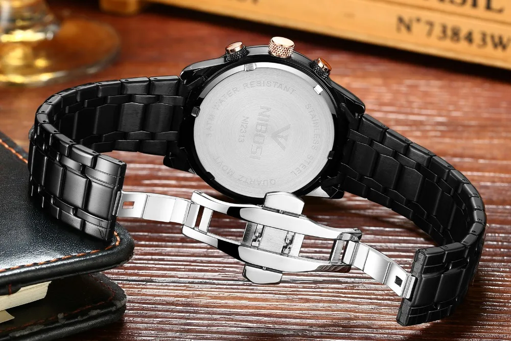 wholesale NIBOSI 2313 Cheap Price China Wholesale Chronograph Luminous Hands Men Quartz Watch Stainless Steel Watchband
