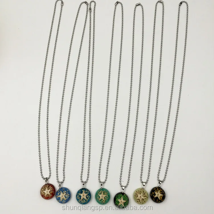 Wholesale new design stainless steel resin starfish pendant necklace provide custom