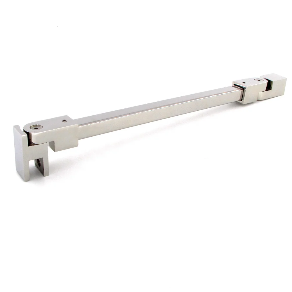 Adjustable bathroom door hardware stainless steel square pipe 15mm diameter glass shower door support bar