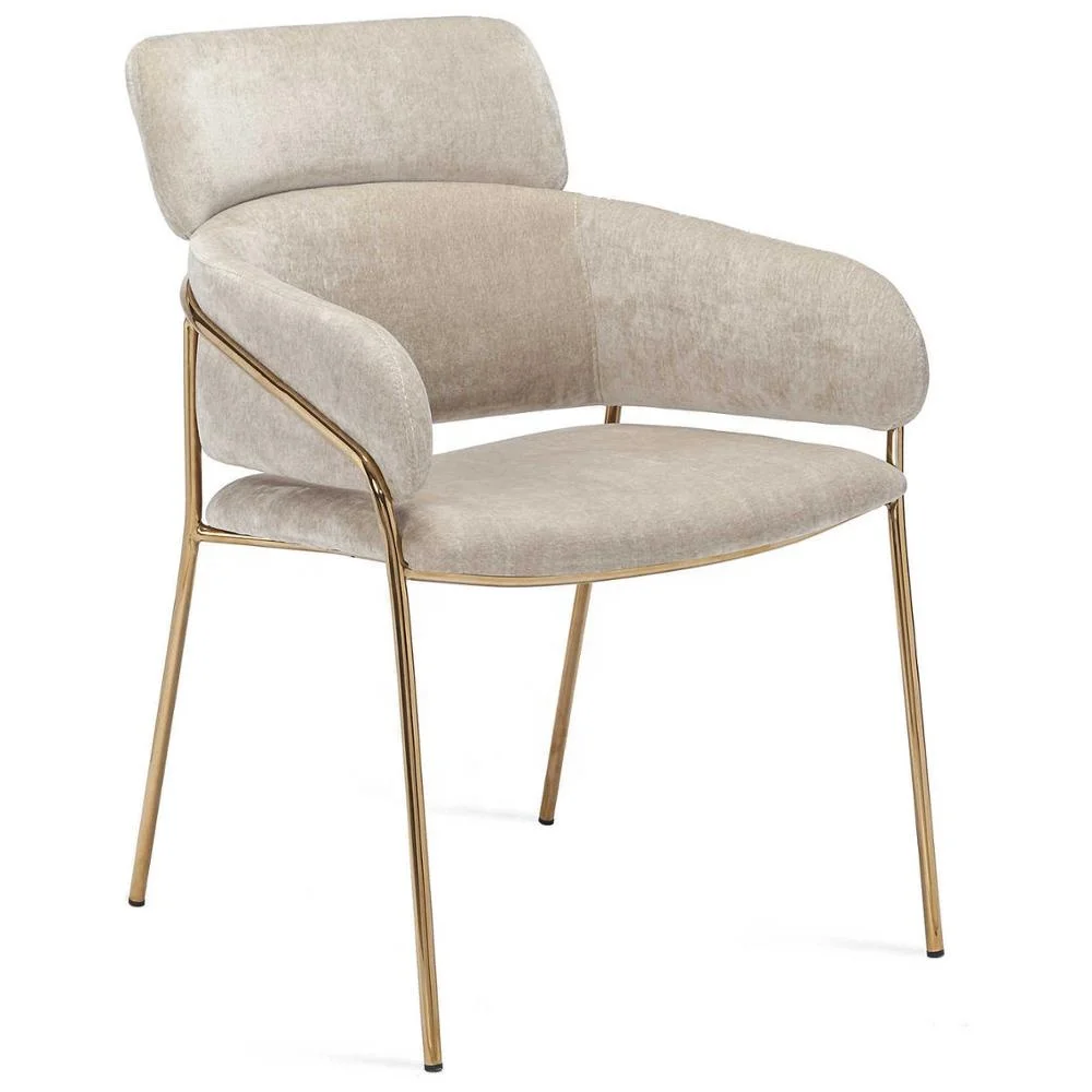 White velvet chair gold velvet chair velvet arm chair code KP-V6101