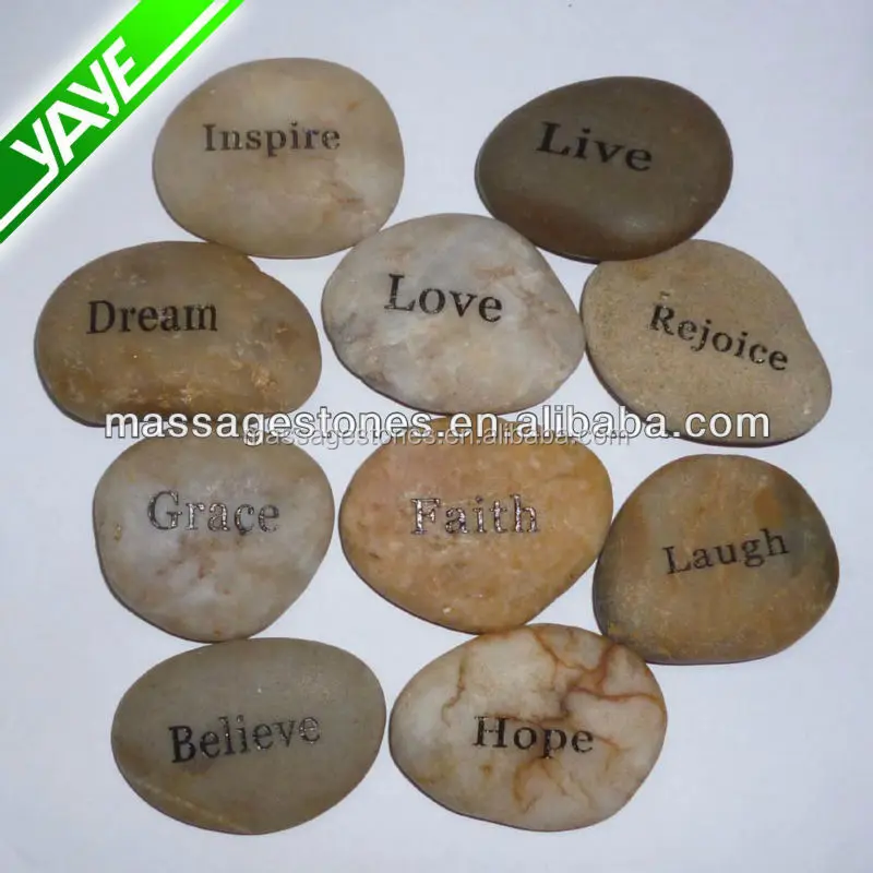 Engraved river stones etched with inspiration word,phrase, logo rock