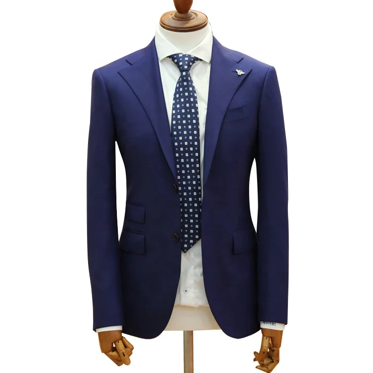 New fashion navy blue coat pant men suite slim fit wool blend solid fabric latest men suit design