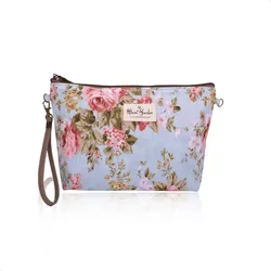 Beautiful Eco-friendly Cotton Travel Zipper Cosmetic Bag with Wristlet