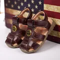 Cowhide Leather Beach Baby Boy Sandals Shoes Prewalker Cow Musle Sole Chaussures Fille Design Toddler Girl